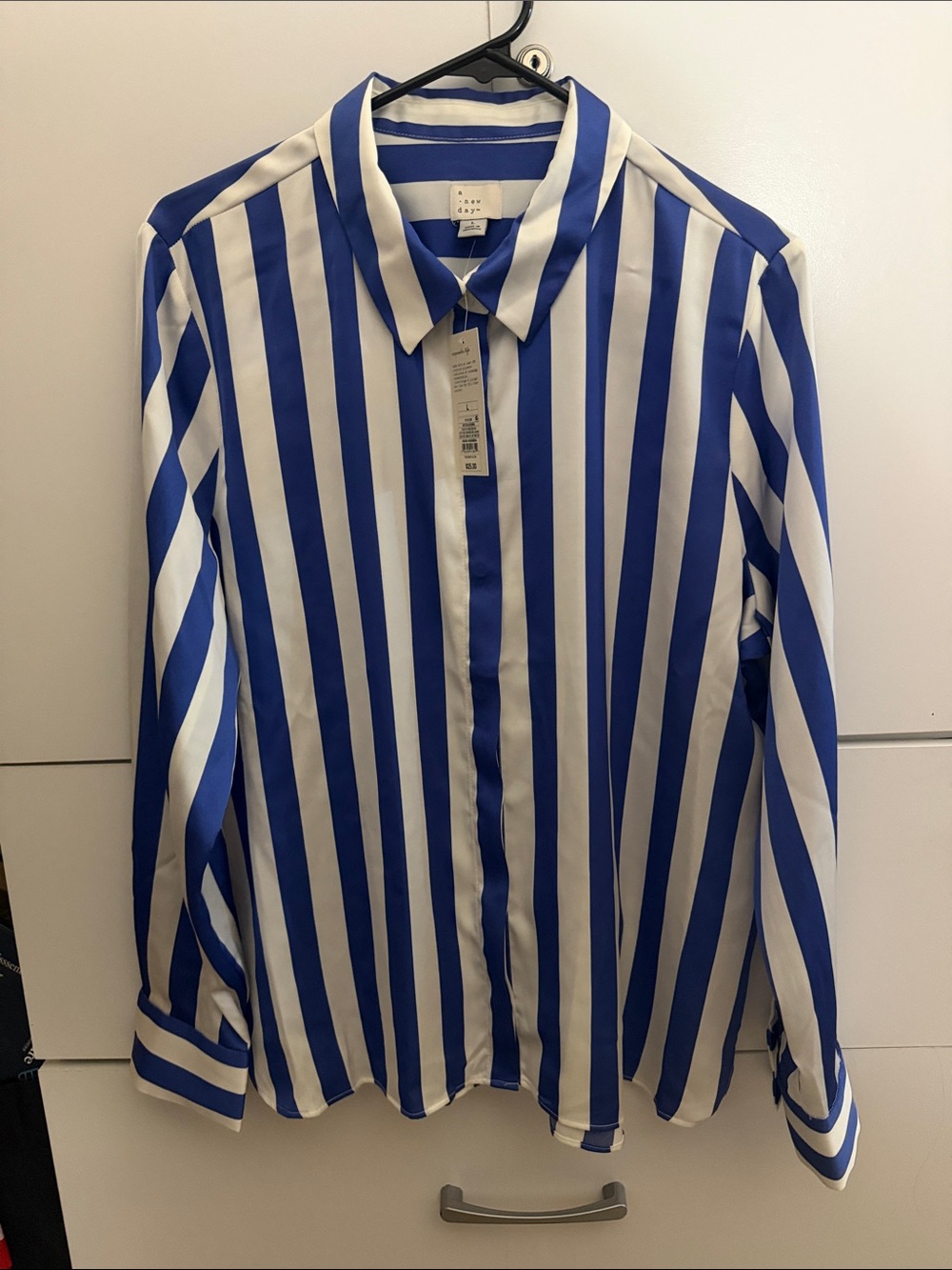 a new day Blue and White Vertical Stripe Button-Down Shirt